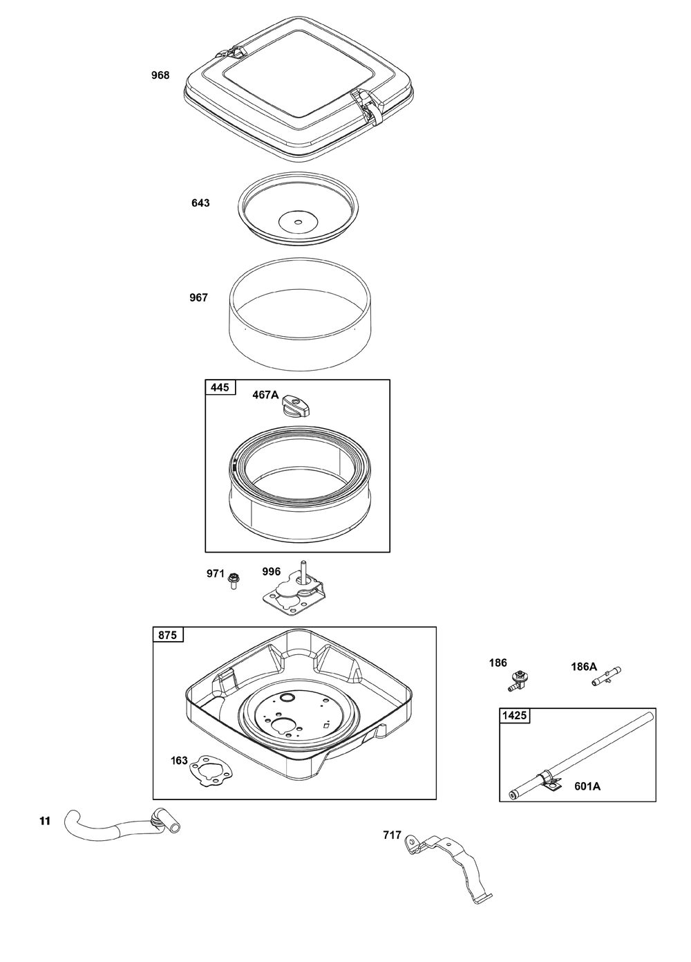 Air Cleaner Group Diagram and Parts List for 356447-0597-G1 200000 - 399999 Briggs and Stratton Engine